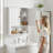 29.5" W x 29.4" H Wall Mounted Bathroom Storage Cabinet with Double Doors and Open Shelf, Over The Toilet Medicine Cabinet for Bathroom, Kitchen, Living Room