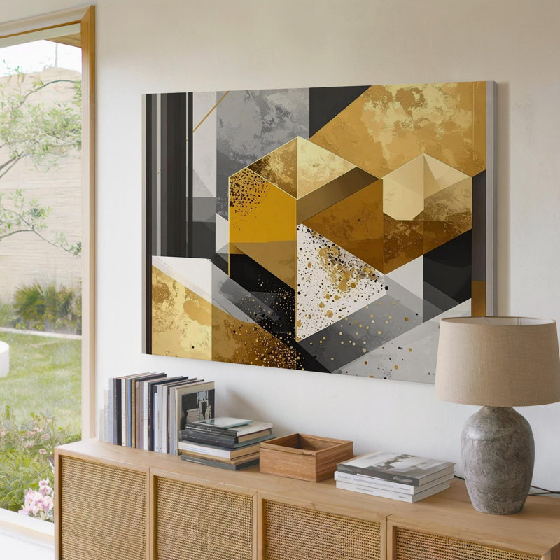 Art mural sur toile avec harmonie géométrique et art texturé prêt à accrocher, H 9 po x l 12 po