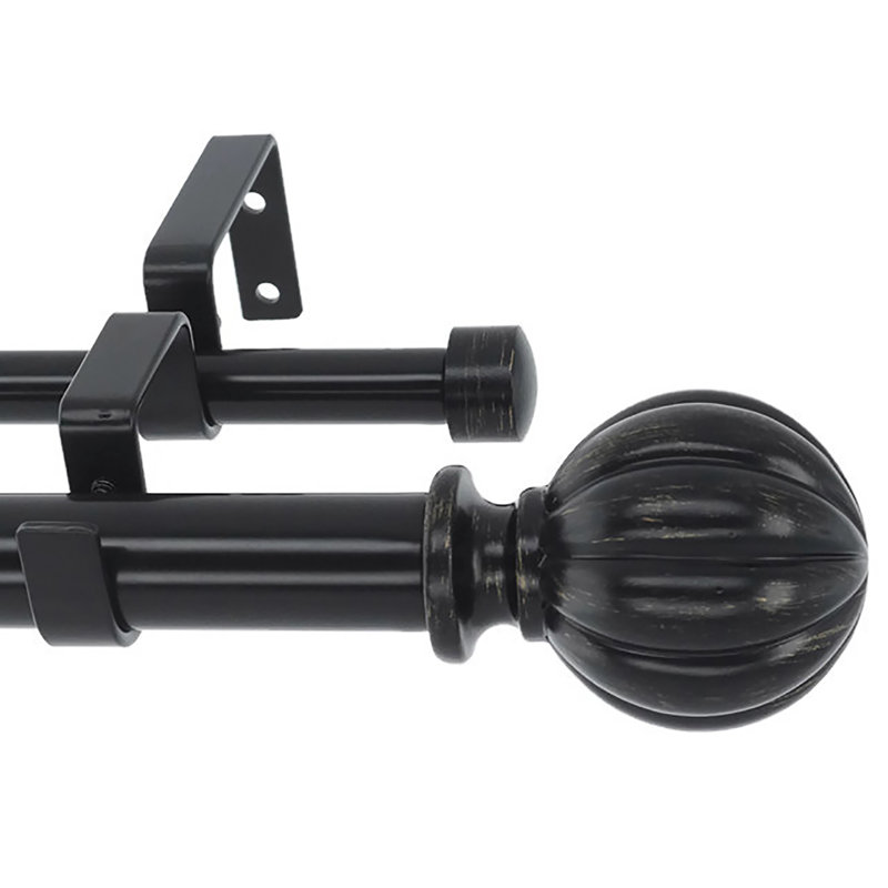 Tringle à rideaux double réglable 1 po Allistir, 84" - 120", Noir