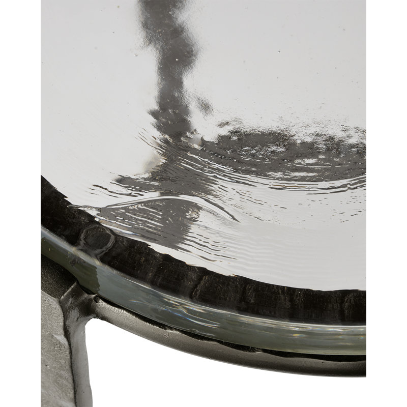 Acea Glass End Table, Graphite, 23.5" H x 12" W x 12" D