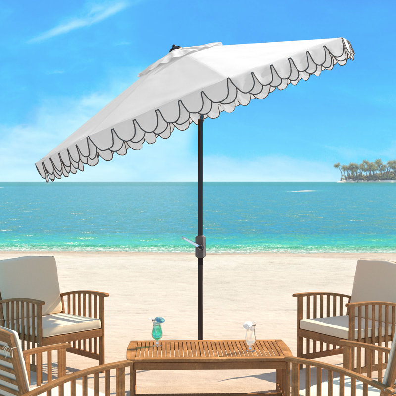 Outdoor Sally Crank Outdoor Umbrella, Black/Ivory