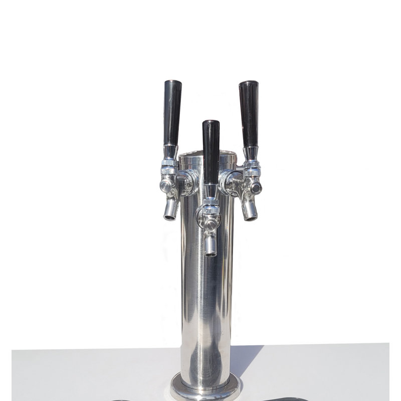Mont Alpi MA-KEG Stainless Steel Outdoor Rated 3 Beer Tap Kegerator Keg Center Refrigerator Module with Digital Display + White Granite Countertop - Holds 3 Pony Kegs - Fits Island Grills