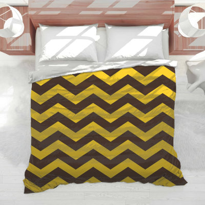 Brown Yellow Zigzag Comforter
