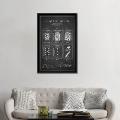 Hammatt Billings Playing Cards Patent Sketch (Charcoal) by Aged Pixel - Gallery-Wrapped Canvas Giclée