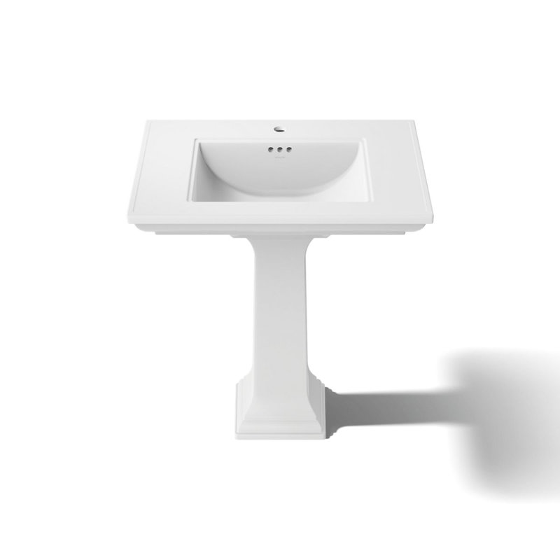 Memoirs® Stately 24" Pedestal Bathroom Sink with 4" Centerset Faucet Holes, White, Single, 34.75" H x 22.19" W x 30.69" L