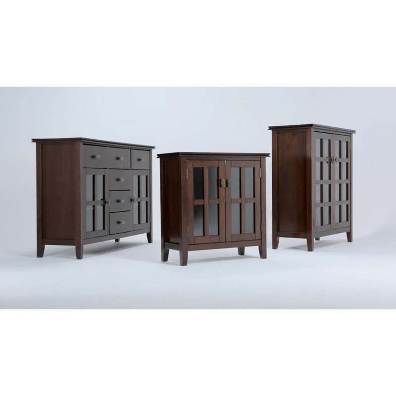 Russet Brown Solid Wood Medium Storage Cabinet with Glass Doors