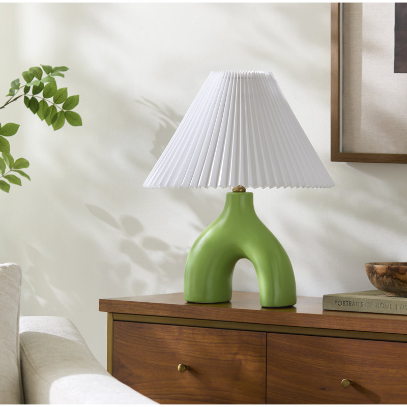 Celes Table Lamp, White, Grass Green