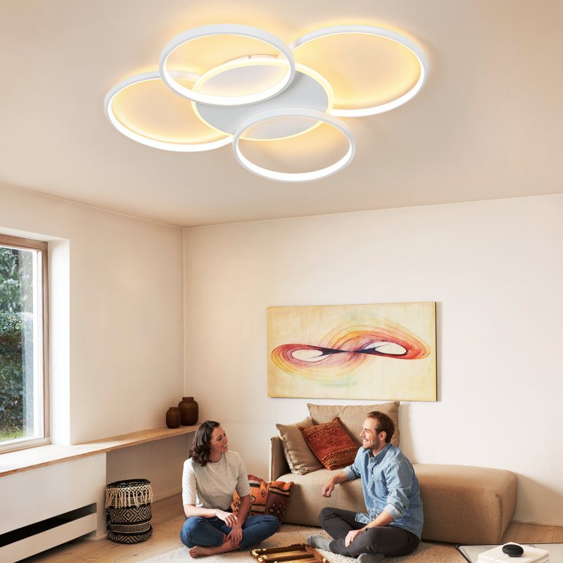 Danielys LED Flush Ceiling Light 5-Lights, 67 cm, Matte White