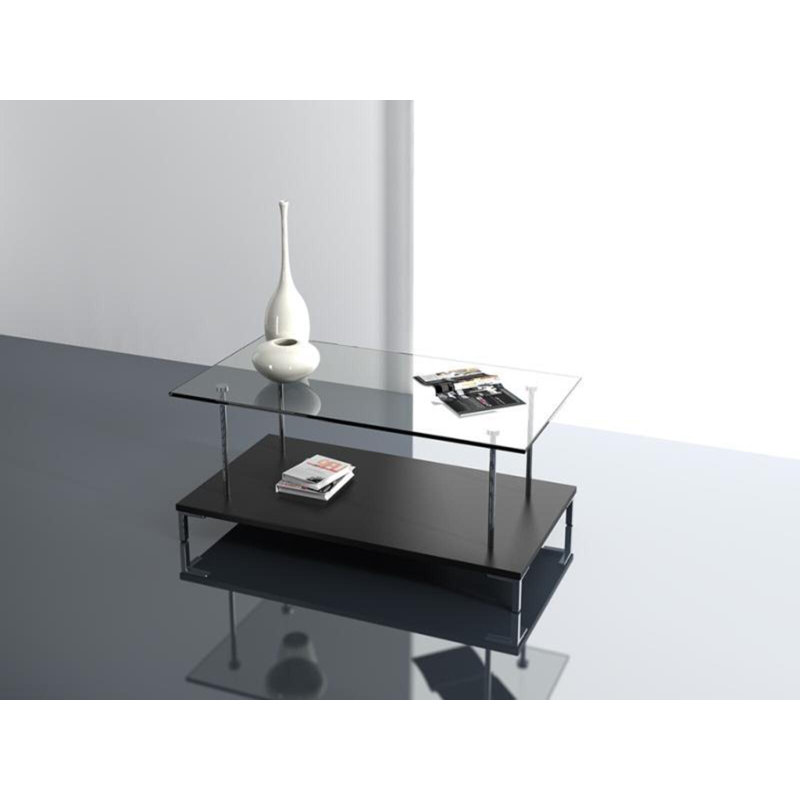 Chezney Four Leg Coffee Table with Storage, Black