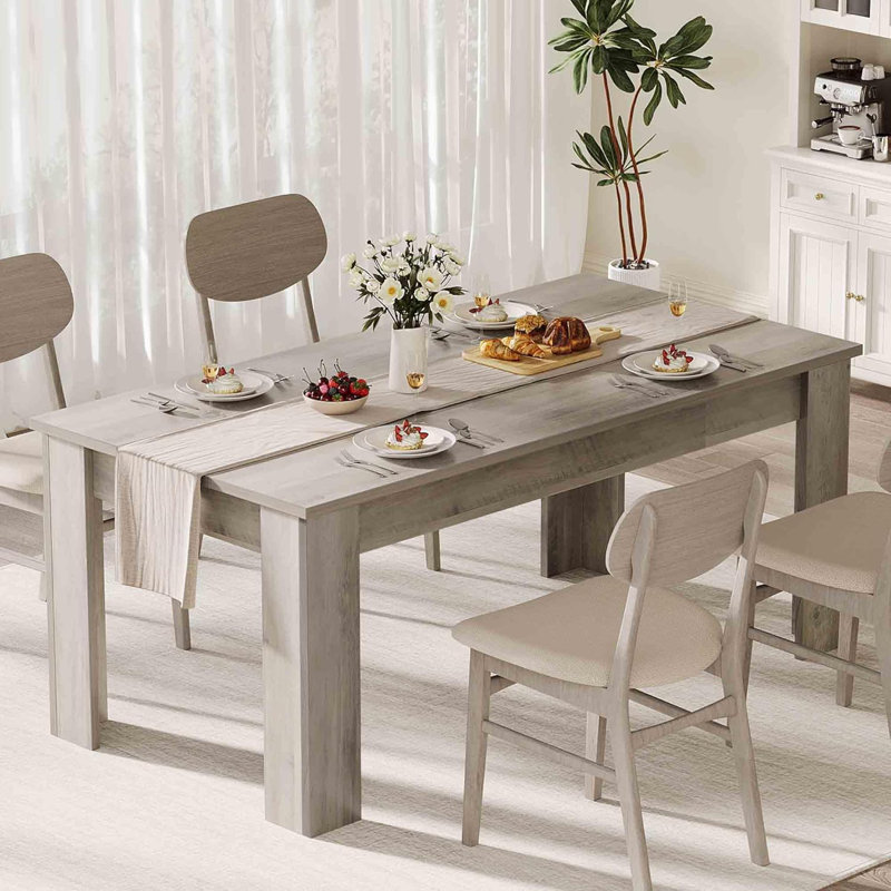 Rozia 63" Dining Table For 4-6, Wood Dining Room Table, Dinner Table For Kitchen, Farmhouse Dinette Table For 4, Rectangular Kitchen Table Supported 300LBS, Dining Room, Small Space