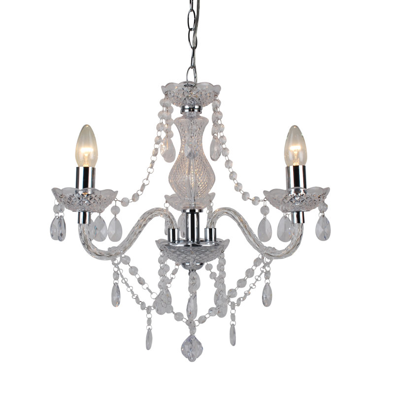 Xan 3 - Light Candle Style Chandelier, Clear/Chrome