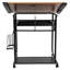 Adjustable Drawing and Drafting Table with Black Frame and Dual Wheel Casters