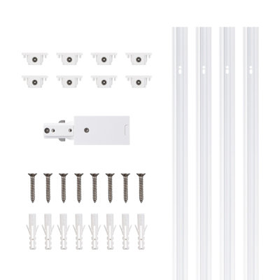 H Style Track Kit, 4ft H Style Track Lighting Rails+Live End Feed Connector+End Caps, White