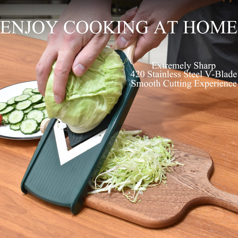 Adjustable Mandoline Slicer For Kitchen,Ultra Sharp V-Blade Vegetable Slicer With Container,Slicer Vegetable Cutter,Julienne Slicer, Potato Slicer For Apple,Onion,Tomato Lemon Slicer