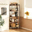 5-Tier Freestanding Kitchen Storage Shelf Unit with S-Shaped Hooks, Adjustable Multipurpose Standing Baker's Rack and Bookshelf for Home Kitchen and Living Room