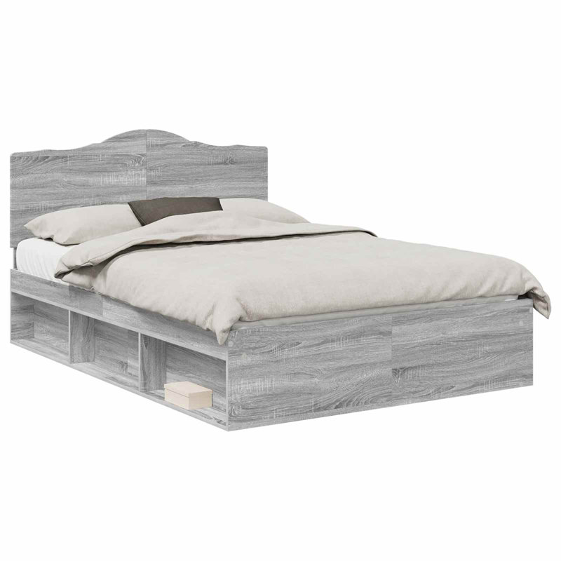 Solid Wood Bed, Kingsize (5'), Grey Sonoma