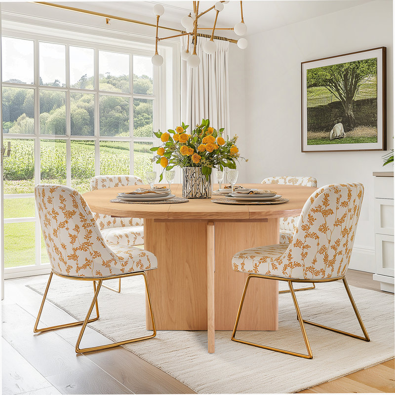 Table de salle à manger extensible en bois, table moderne avec pieds en bois d'hévéa pour les petits espaces