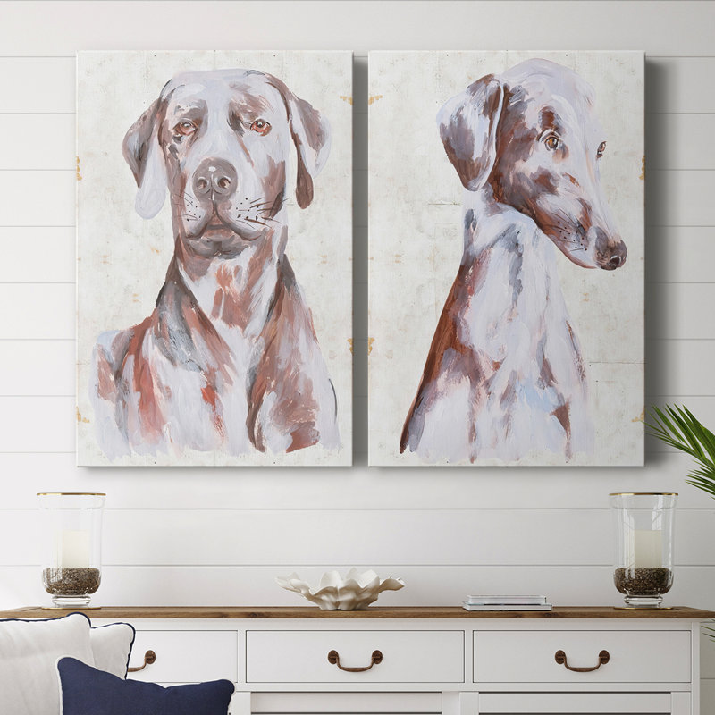 Chien assis I - Toile tendue avec châssis de qualité supérieure - Prêt à être accroché, H 48 po x l 32 po