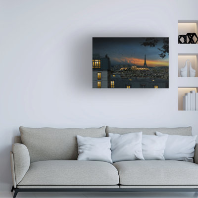 Pierre Bacus  Roofs Of Paris At Blue Hour Canvas Art