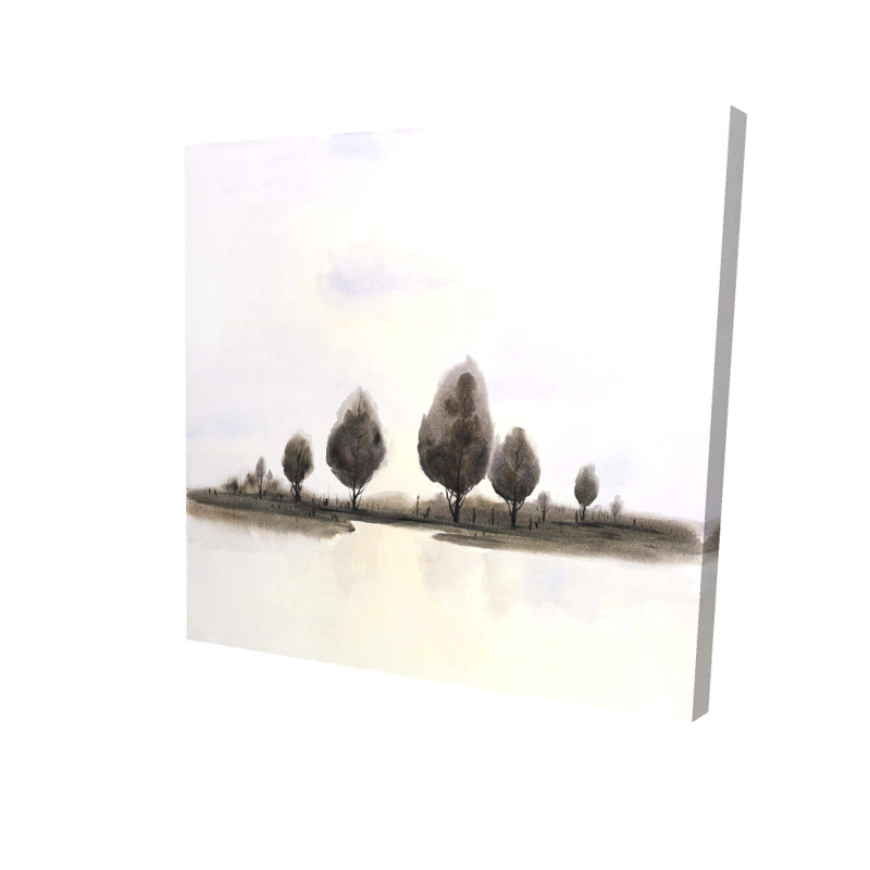 «Abstract Landscape Of Trees» sur toile, Toile encadrée noire, H 24 po x l 24 po