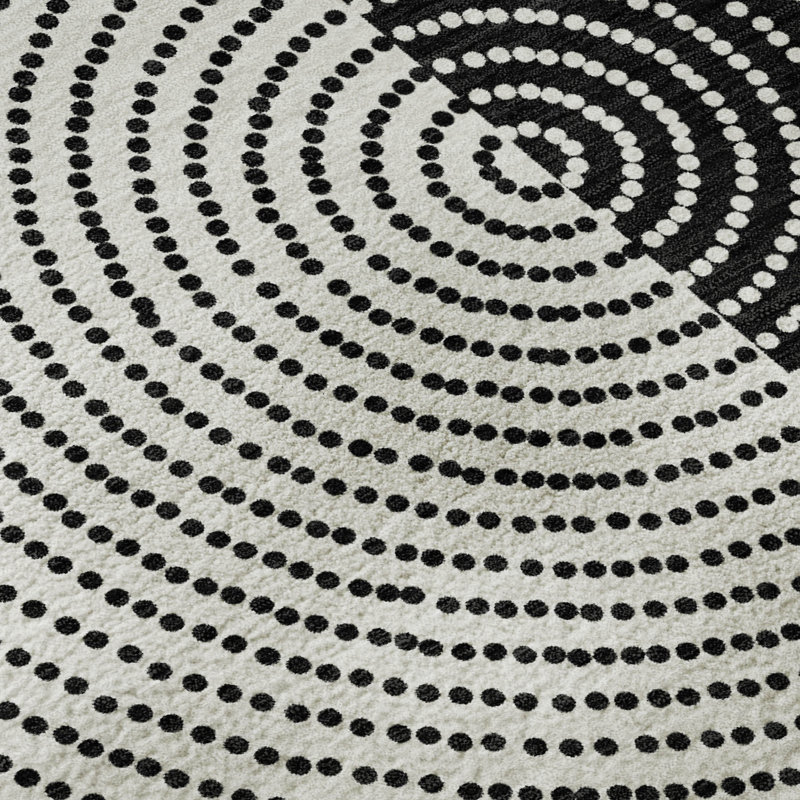 Premium Machine Washable Mayfield AMF2281 Geometric Rug, 8' Round, Black