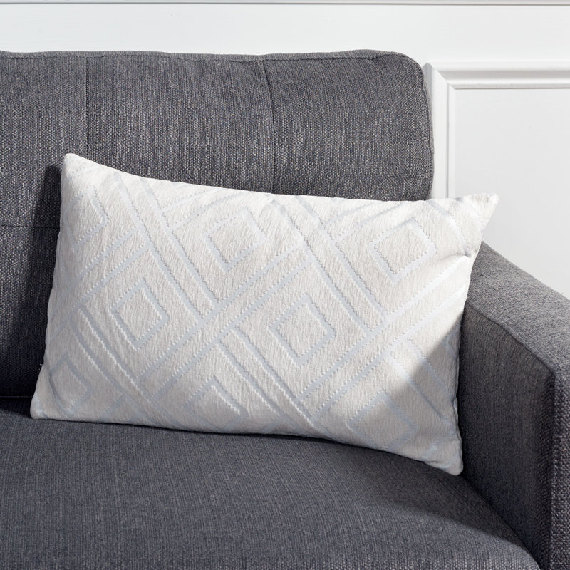 Ivory Geometric Rectangular Decorative Throw Pillow