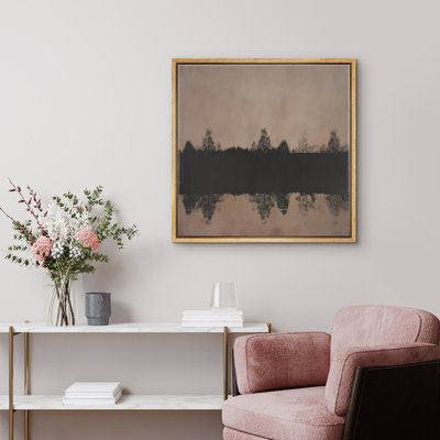 Minimal sépia forêt réflexion calme nature silhouette décoration murale pour le salon chambre à coucher encadrée toile chambre à coucher principale œuvre d'art