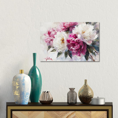 Blanc et rose pivoines - reproduction d'art murale encadrée