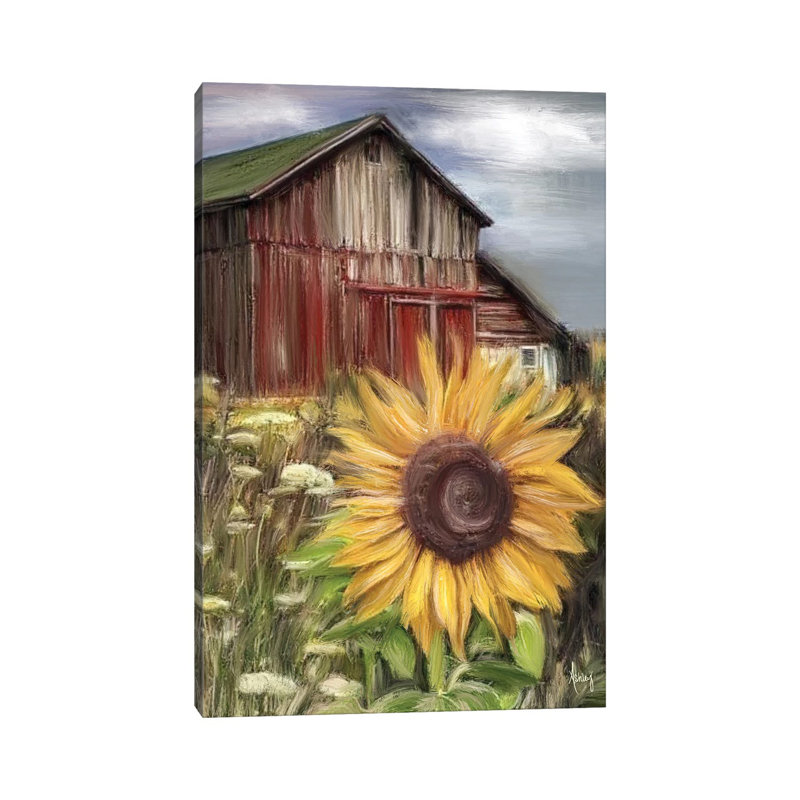 Champ de tournesols - reproduction d'art murale - toile encadrée, H 18 po x l 12 po, Toile tendue, Ne s’applique pas