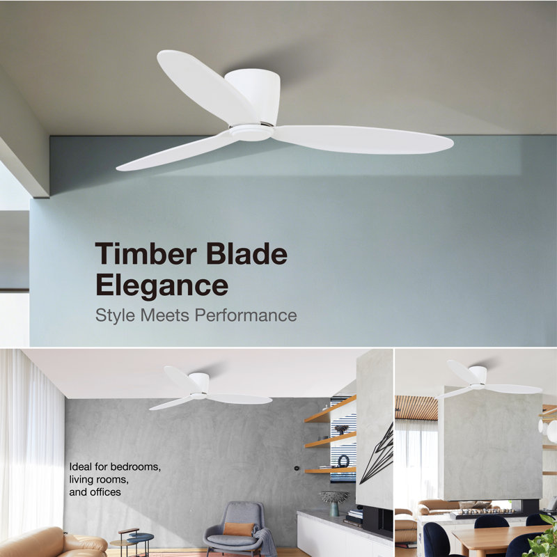 Radar 52in 3-Blades Indoor Ceiling Fan with Remote Control, White
