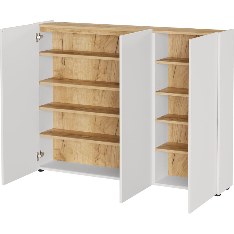 15 Pair Shoe Storage Cabinet, Brown, white and pink