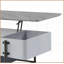 Gris et gris Table basse blanche à plateau relevable ultrabrillant avec rangement, polyvalente pour le salon