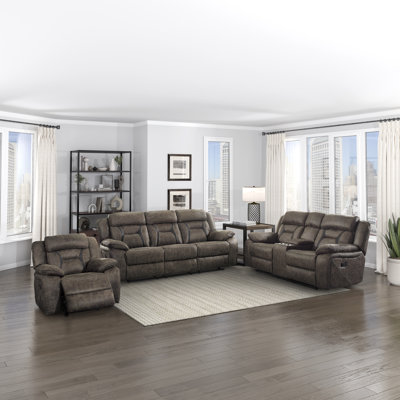Jannali 3-Piece Microfiber Manual Reclining Living Room Set