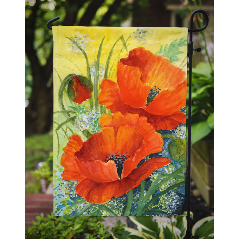 Drapeau de jardin 2 faces Faysal Poppies par Maureen Bonfield, H 15 po x l 11 po