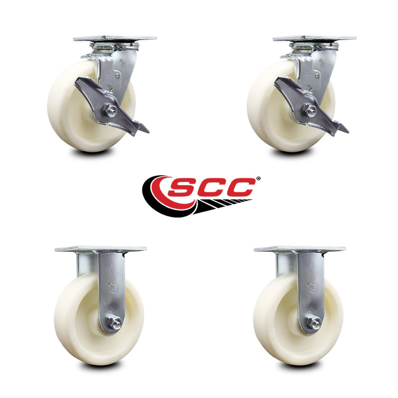 4 Piece Nylon Caster Set with Roller Bearings