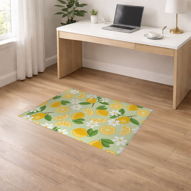Tapis de bureau léger et antidérapant Lemmie, L 84 po x P 60 po, Vert