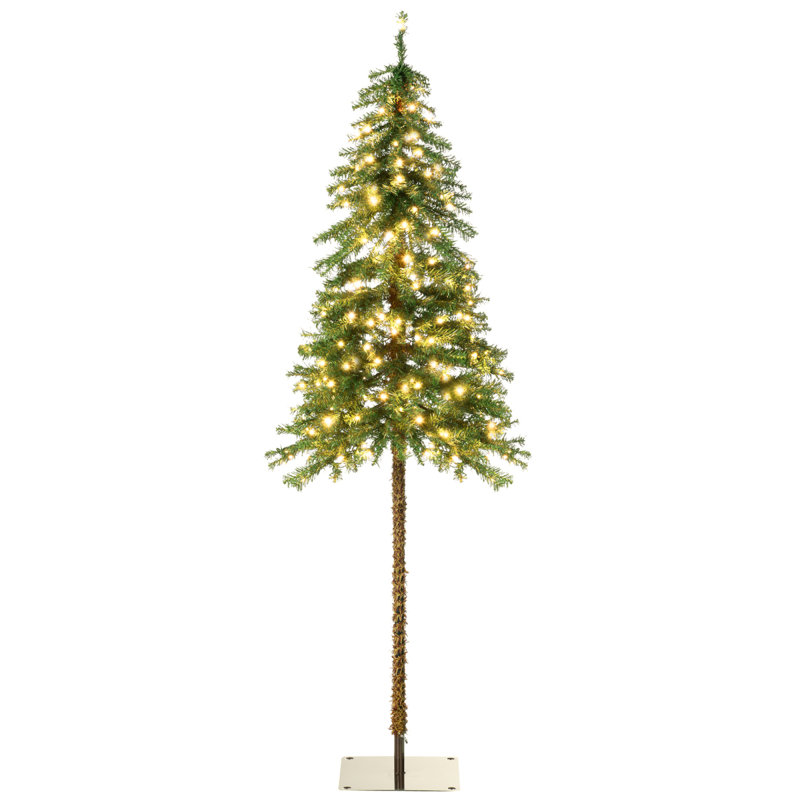 Arbre de Noël artificiel haute de 6 pi avec 442 branches, 175 lumières DEL blanc chaud ou coloré HOMcom, base en acier