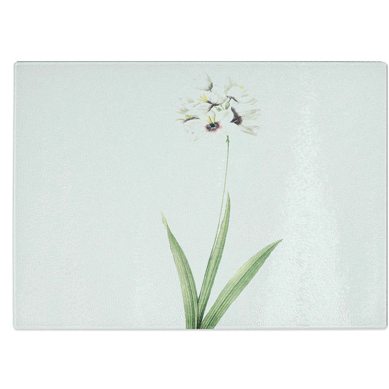 Tempered Glass African Corn Lily Flowers Chopping Board, 39 cm W x 28.5 cm L