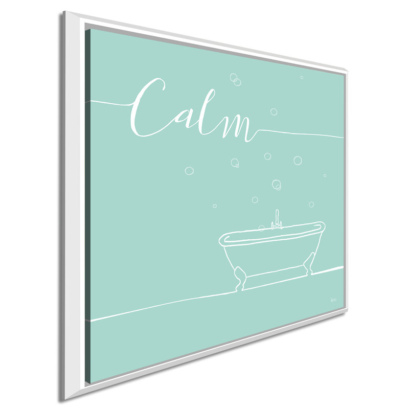 «Underline Bath VI Teal», art textuel, H 24 po x l 24 po x P 1,5 po, Cadre flottant blanc