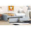 Lit simple avec 2 tiroirs, lit en bois d'hévéa massif, gris-129891121