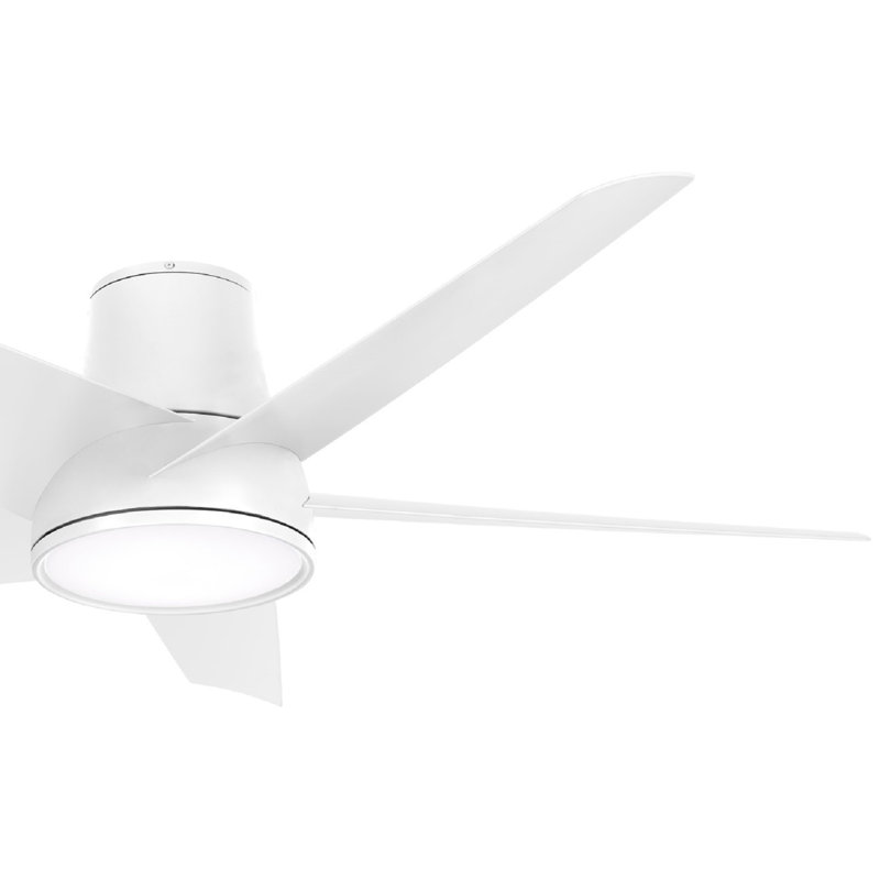 58'' 5 - Blade Outdoor LED Smart Standard Ceiling Fan with Remote Control and Light Kit Included, Flat White