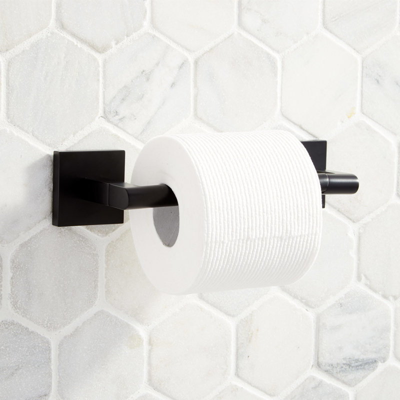 Hibiscus Wall Mount Toilet Paper Holder, Matte Black