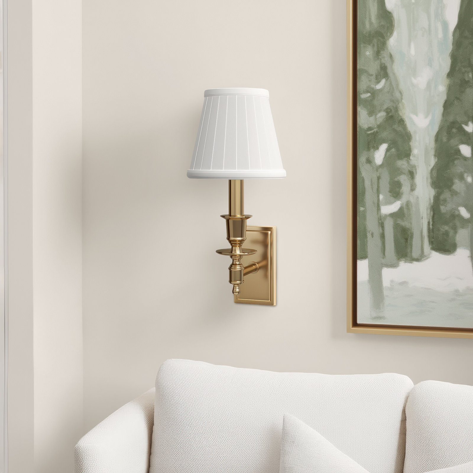 Lennon Single Light Candle Wall Light, Aged Brass