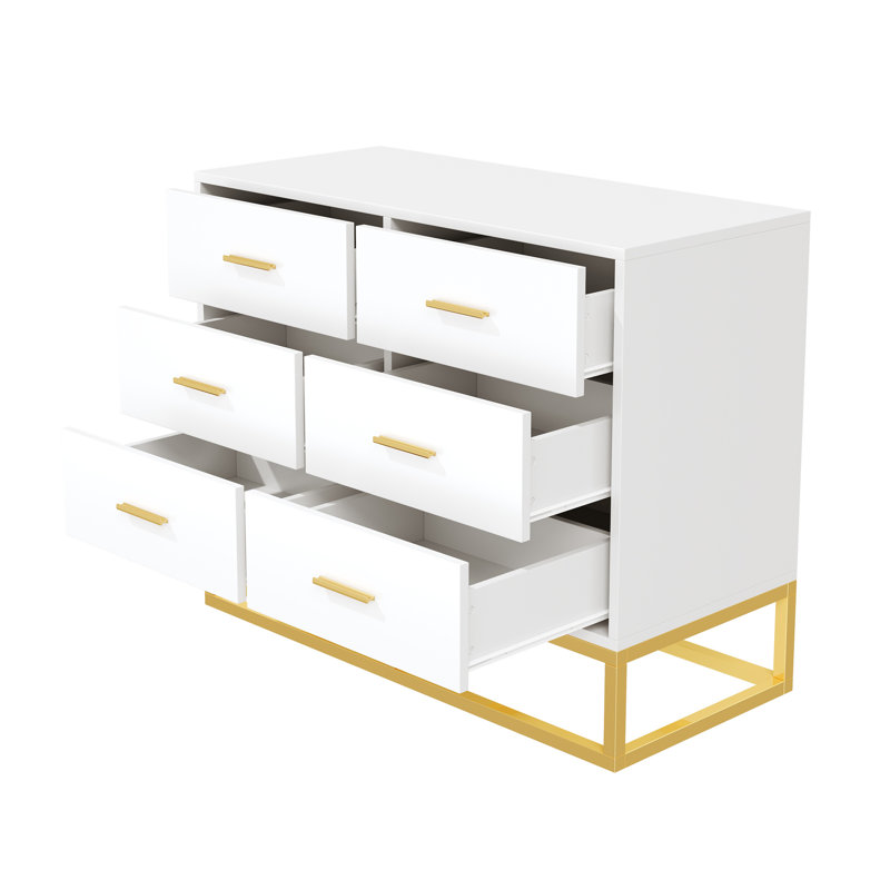 Commode double à 6 tiroirs, Blanc