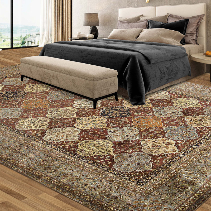 Tapis rectangulaire en laine noué à la main
