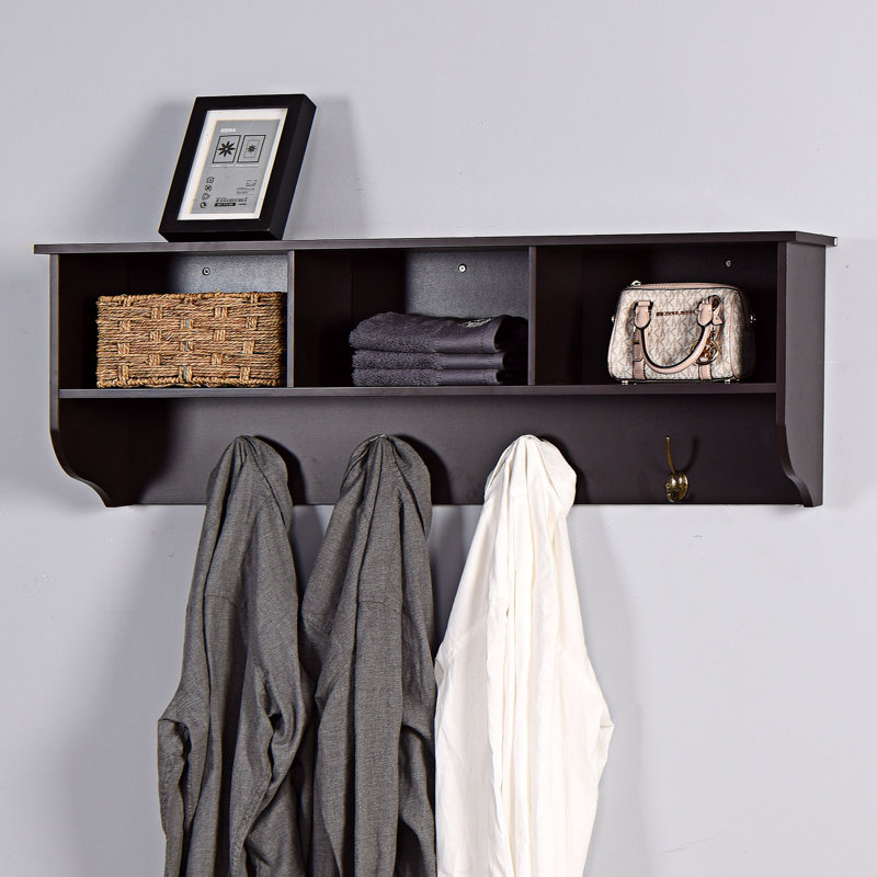 Wall 4 - Hook Wall Mounted Coat Rack, Black