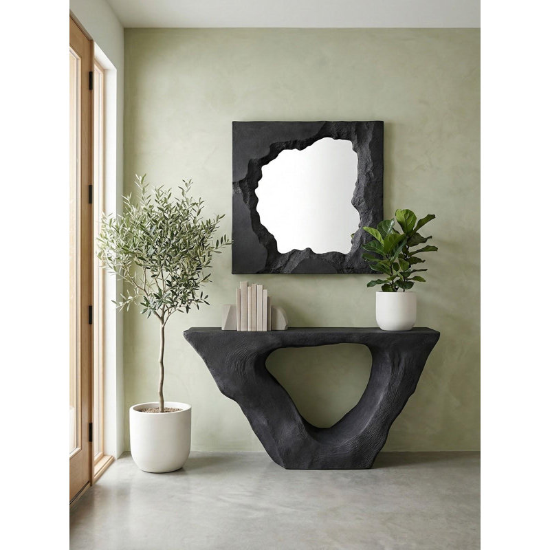 Miroir Magma, pierre gris anthracite