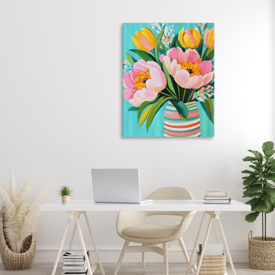 Flowers in Spring Stripes Canvas, design by Petal Prints Design