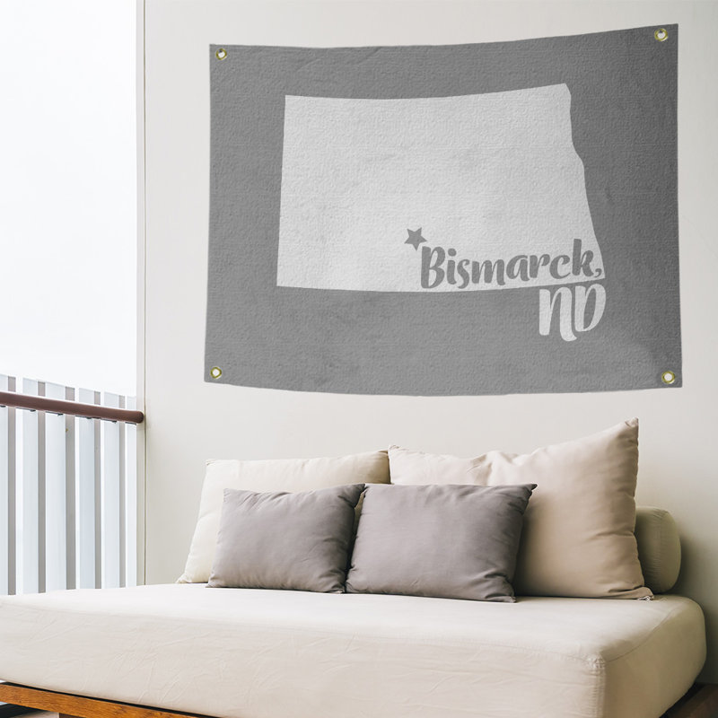 Tapisserie murale bismarck north dakota, H 26 po x l 36 po, Gris