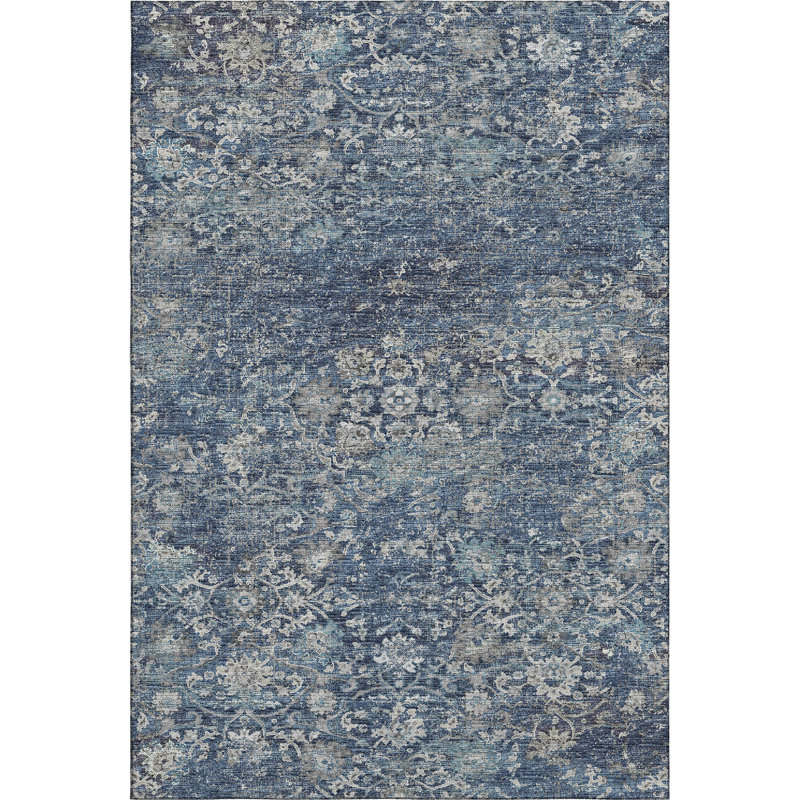 Premium Machine Washable Andreau AMF92 Blue Rug, Rectangle 9' x 12'
